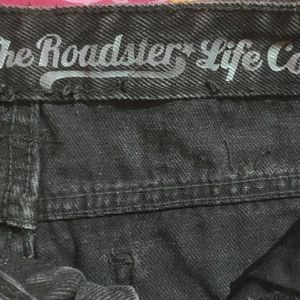 Roadster Black Distress Jeans (Straight Fit)