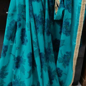 Georgette Chiffon Mukesh Work Saree