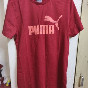 Puma Red Typographic Tshirt Men