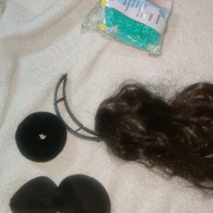 S 3 Hair Puff, 1 Donut, Small Size Of Curler, 1Wig