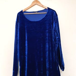 Navy Blue Velvet Top By Rag