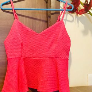 Forever 21 Fuschia Peplum Crop Top