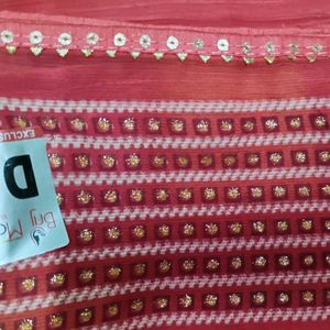 Red Orange Mix Colour Saree