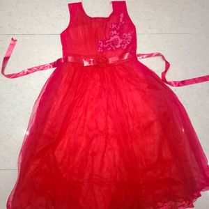 Princess Type Red Colour Long Dress