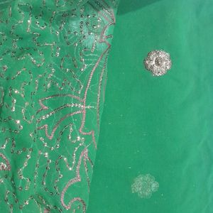 Green Saree With Jari Work