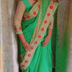 Green Saree With Blouse 💚👚