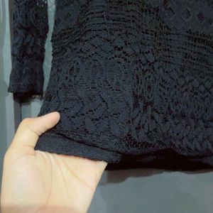 Black Net Full Sleeves Top