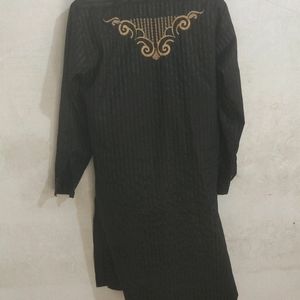 Black Kurta Off White Pajama