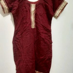 Plain Printed And Laced Kurta..