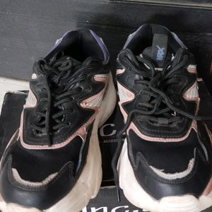 HRX Black Chunky Sneakers