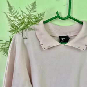 Collared Pastel Pink Sweatshirt