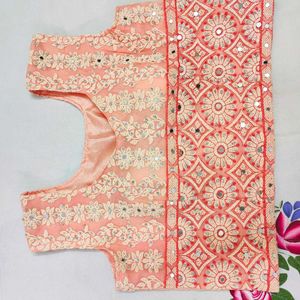 Peach Lengha Choli With 1 metre Dupatta