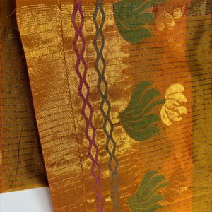 Mustard Yellow Art Silk Saree