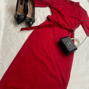 zara midi dress with belt