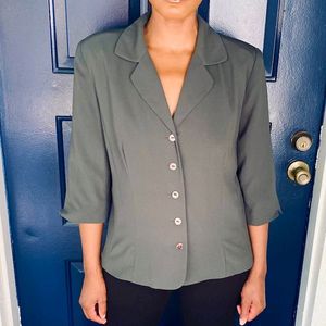 Olive Silver Chiffon Blazer