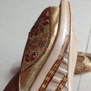 Golden Heels With Diamond Work