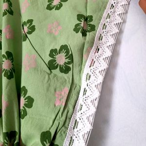 New Laced Green Short Kaftan With Adjustable Dori