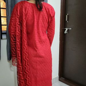 Red Kurta With Dupatta