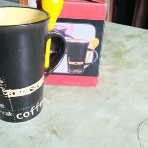 Big Coffee Mug With Spoon New