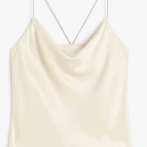 Hnm Beige Rhinestones Strap Cami Top