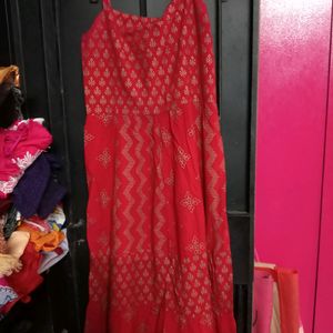 New Anarkali Kurta Set Red Colour