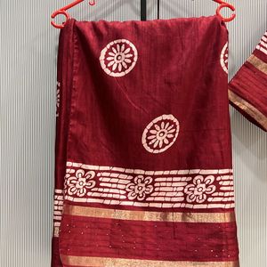 Batik Print Silk Sarees