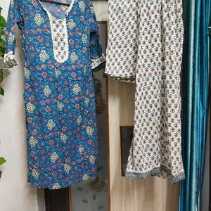 Pure Cotton Hand Block Printed Blue Suit Set