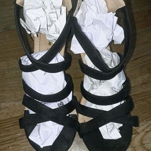 Black Velvet Heels Sandal