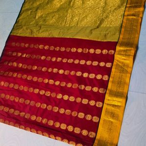 Red Colour Gadwal Design Saree