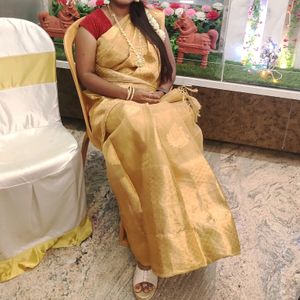 Gold tissue silk saree trending with stiched blous