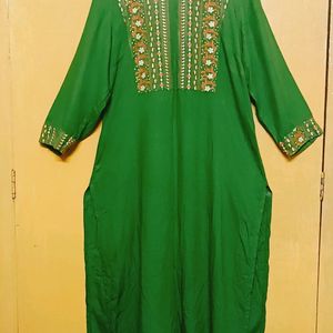 Ethnic Round Neck Yoke Design Regular Kurta