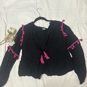 Cute Black Wrap Top