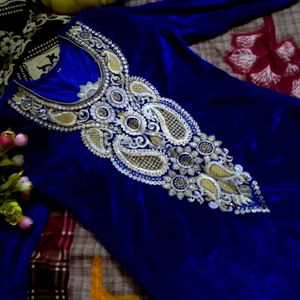 Velvet Kurti With Embroidery Design