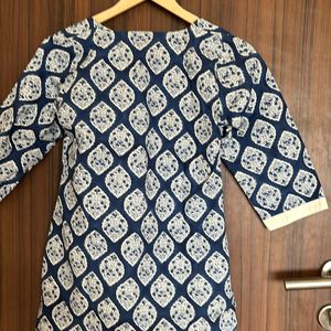 Handblock Printed Blue Short Kurti