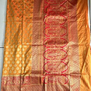 Mustard Yellow Art Silk Saree