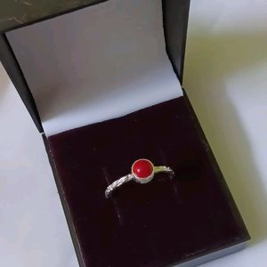 Original silver With Coral Stone Ring