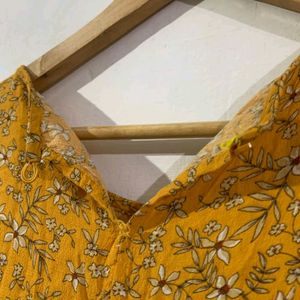 Yellow Flower Printed Frock