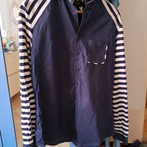 Navy Blue Luxury Designer Shirt In Cotton