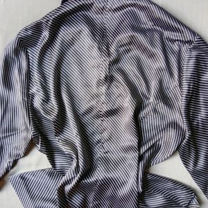 New Premium Korean Black Stripped Silk Shirt