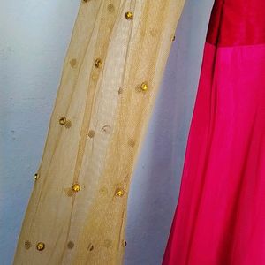 Floor Length Dark Pink Designer Gown