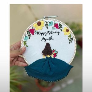 Hand Embroidered Hoop Pretty Ring