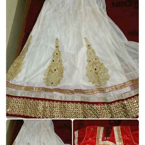 Red &White Unused Lehenga