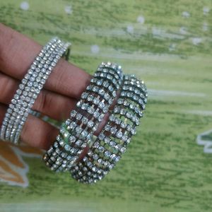 Silver Stone Bangles Set