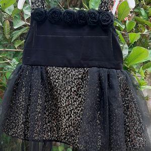 Black Net Frock With Sequined Material