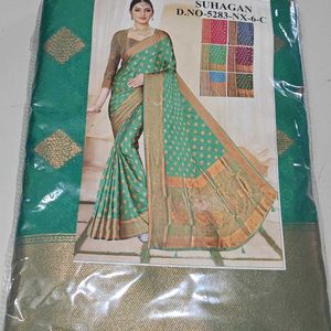 New Green Art Silk Saree