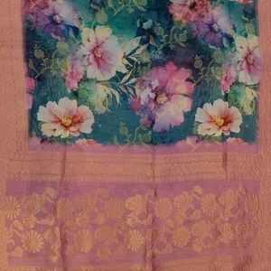 Beautiful Digital print multcolour linen saree