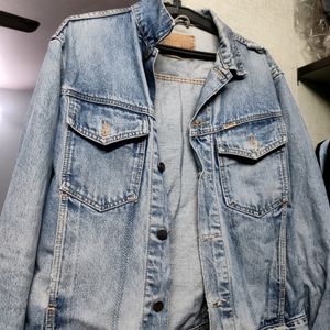 Denim rough oversized jacket