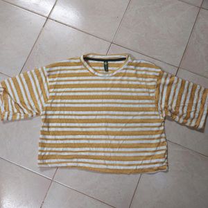 Mustard Colour Striped Crop Top