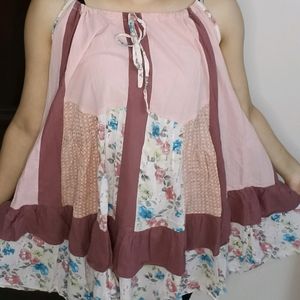 Women Pink Cotton Flared Strappy Dress