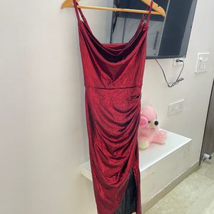 Bodycon Red Split Slip Dress